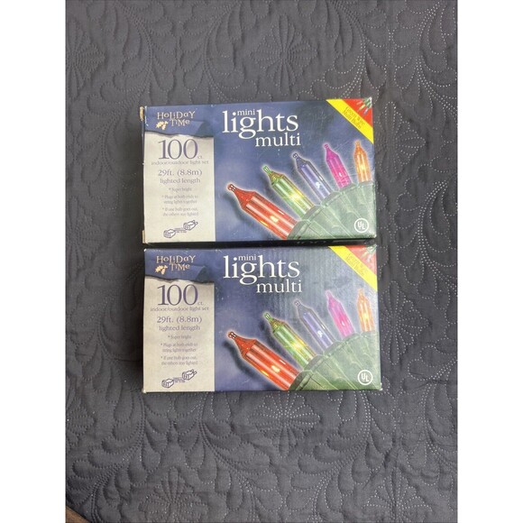 Holiday Time Mini Lights Set 29' long - Multi Color NEW 100CT  lot of  2 boxes. - Picture 1 of 5